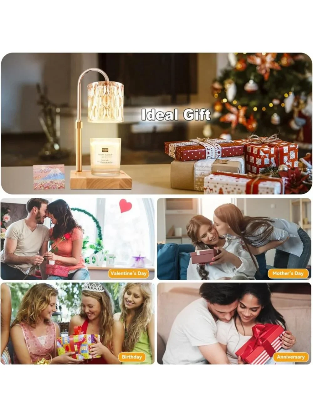 Adjustable Candle Warmer Lamp with Timer & Dimmable Light, 2 Pack Gift Set